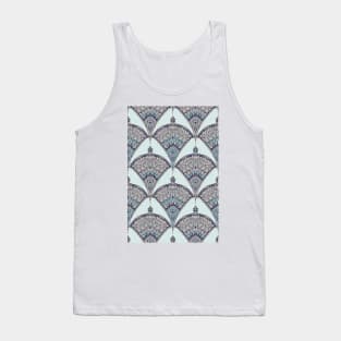 Deco Doodle in Aqua, Cream & Navy Blue Tank Top